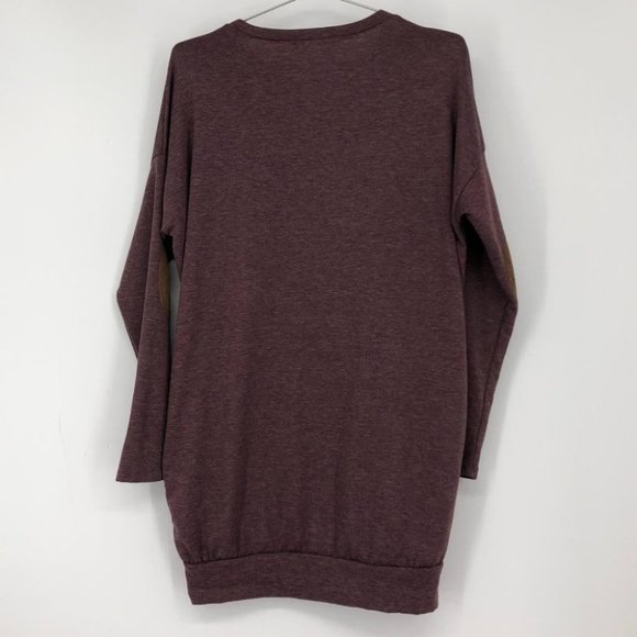 CHERISH Oversized, Tunic Pullover Sweater with Elbow Patches & Pockets S - Picture 2 of 16